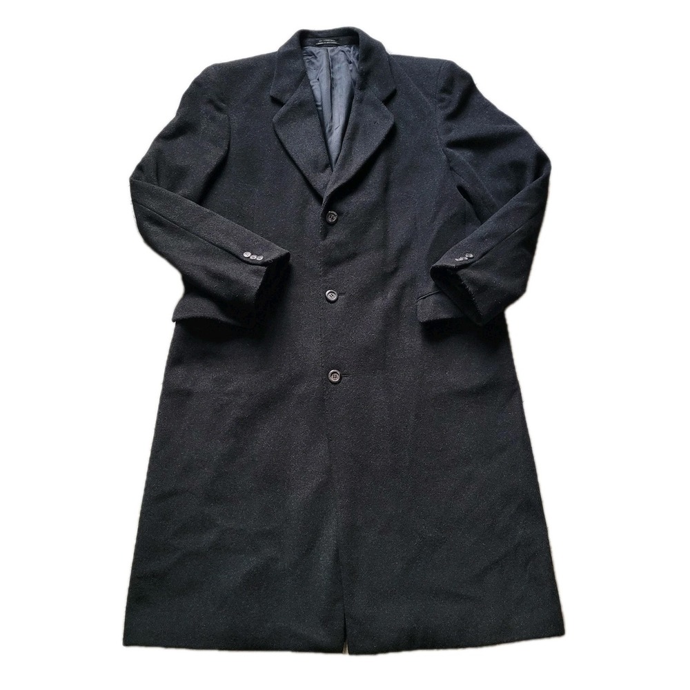 Silver Cloud Men's Cashmere Blend Overcoat Woven in Italy Charcoal Grey Long 44L
